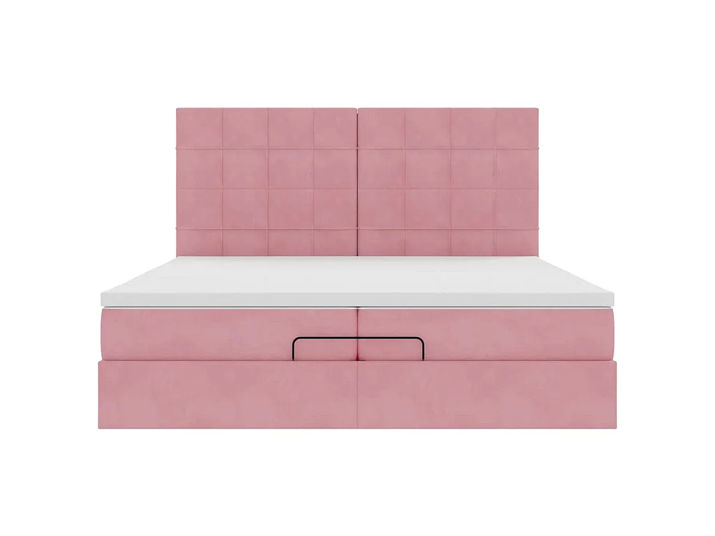 Ottoman bed met matrassen 200x200cm fluweel roze