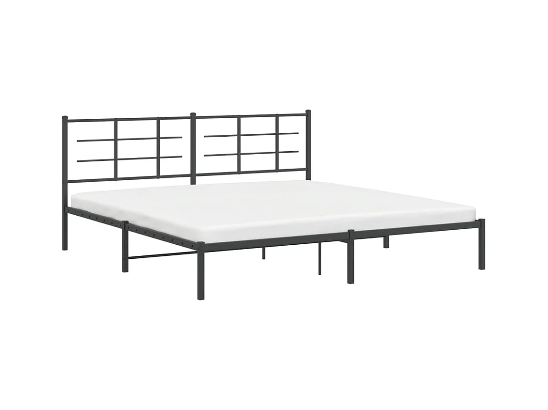 Cadre de lit métal sans matelas avec tête de lit noir 193x203cm