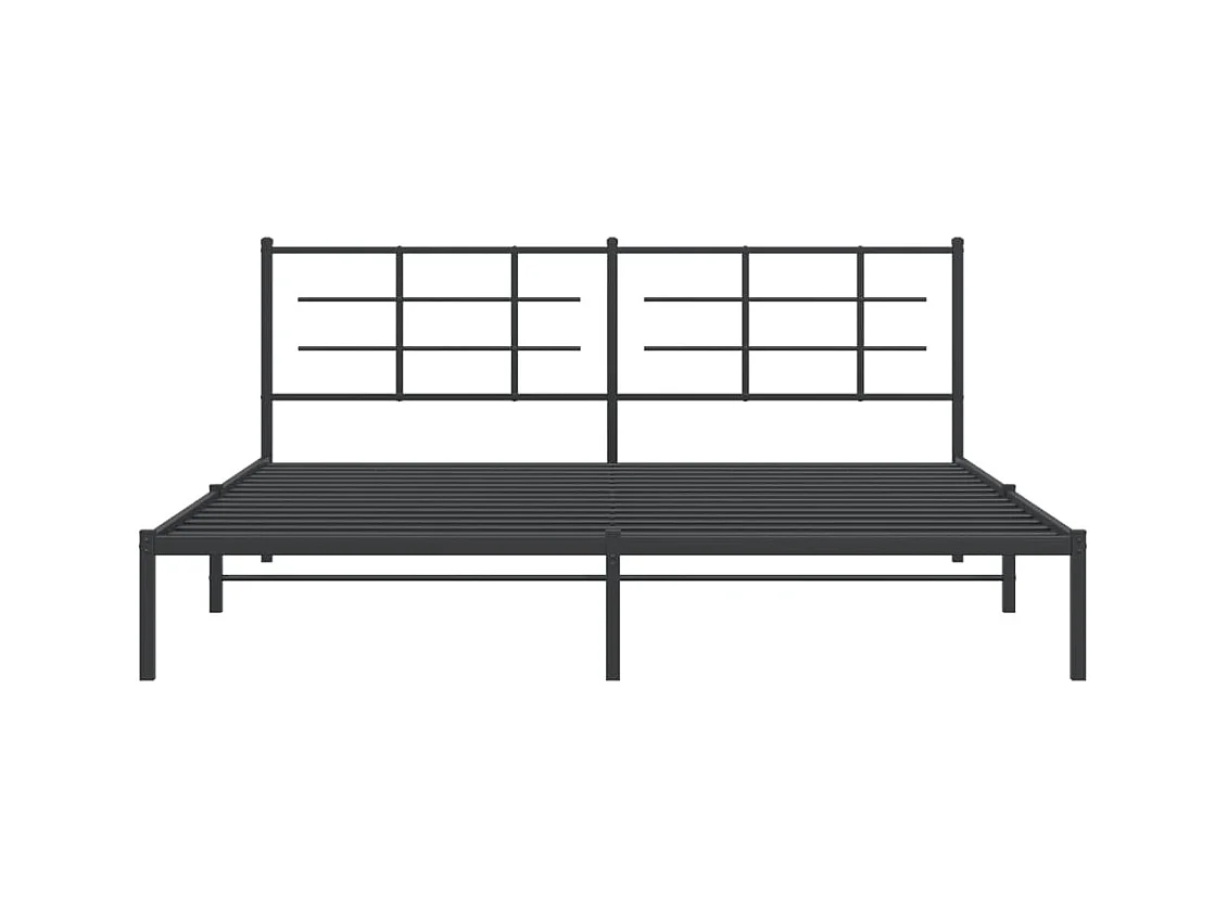 Cadre de lit métal sans matelas avec tête de lit noir 193x203cm