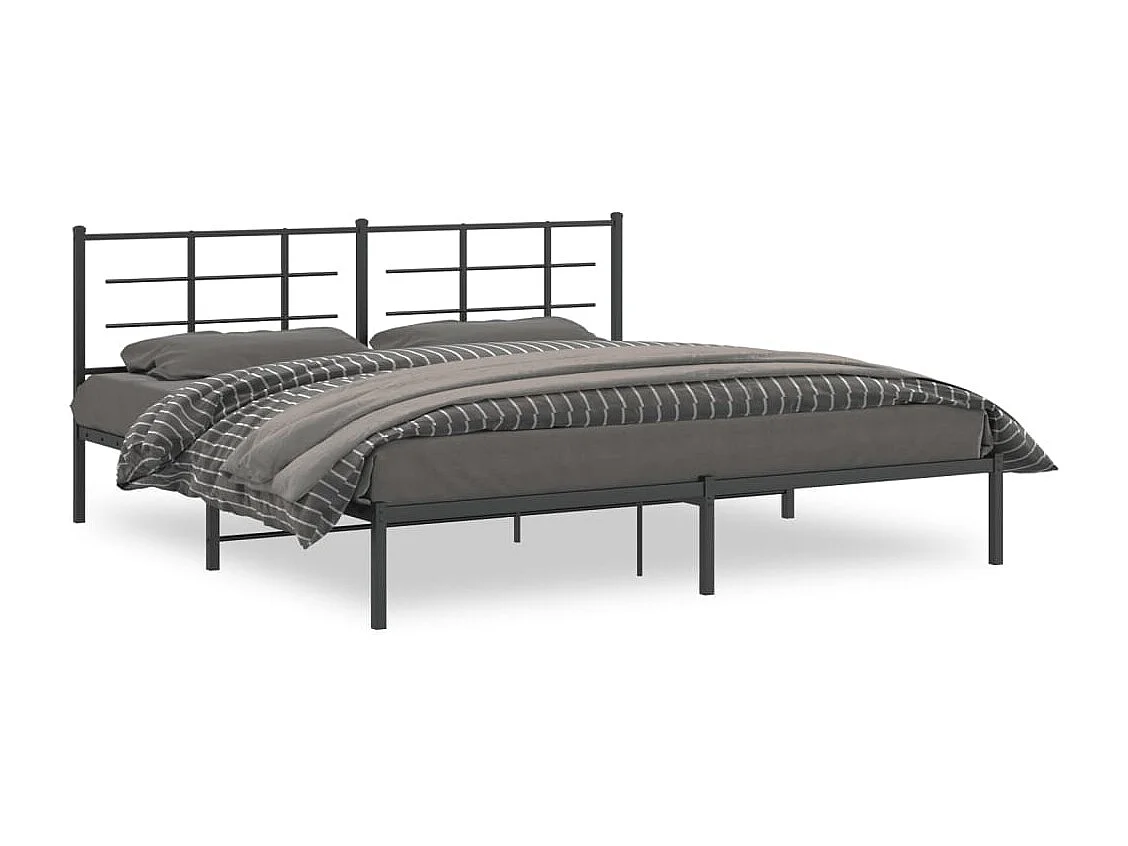 Cadre de lit métal sans matelas avec tête de lit noir 193x203cm