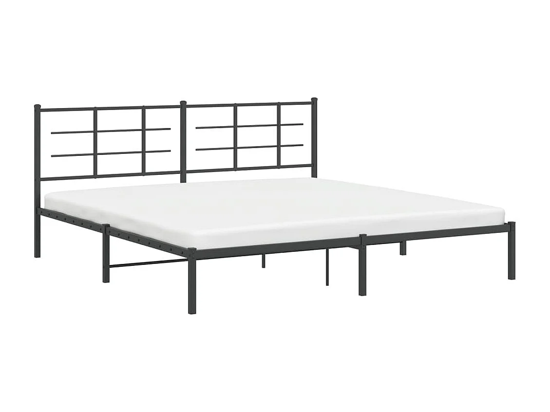 Cadre de lit métal sans matelas avec tête de lit noir 193x203cm