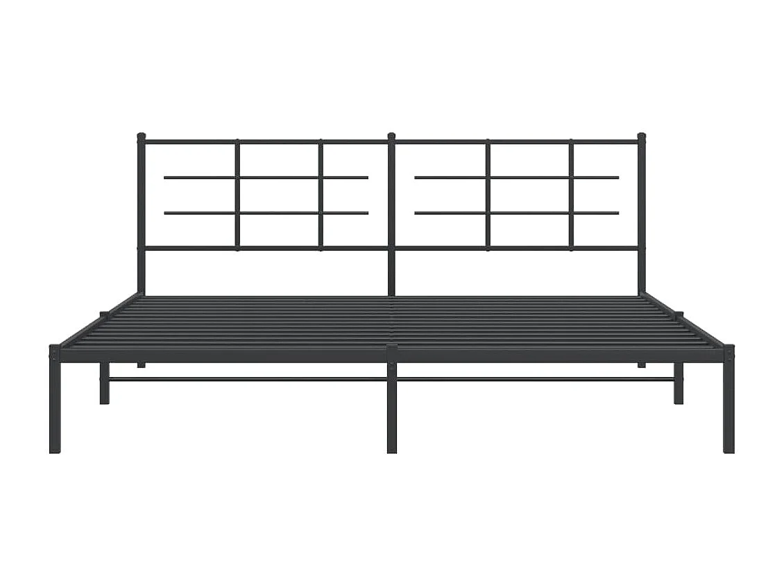 Cadre de lit métal sans matelas avec tête de lit noir 193x203cm
