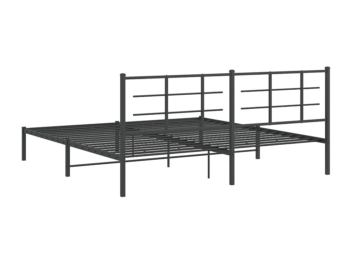 Cadre de lit métal sans matelas avec tête de lit noir 193x203cm