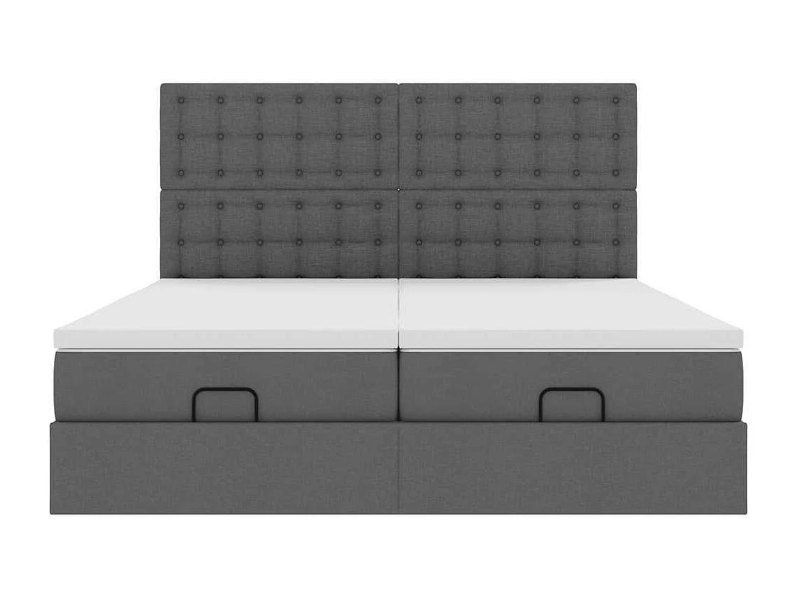 Cadre de lit ottoman avec matelas gris foncé 200x200cm tissu