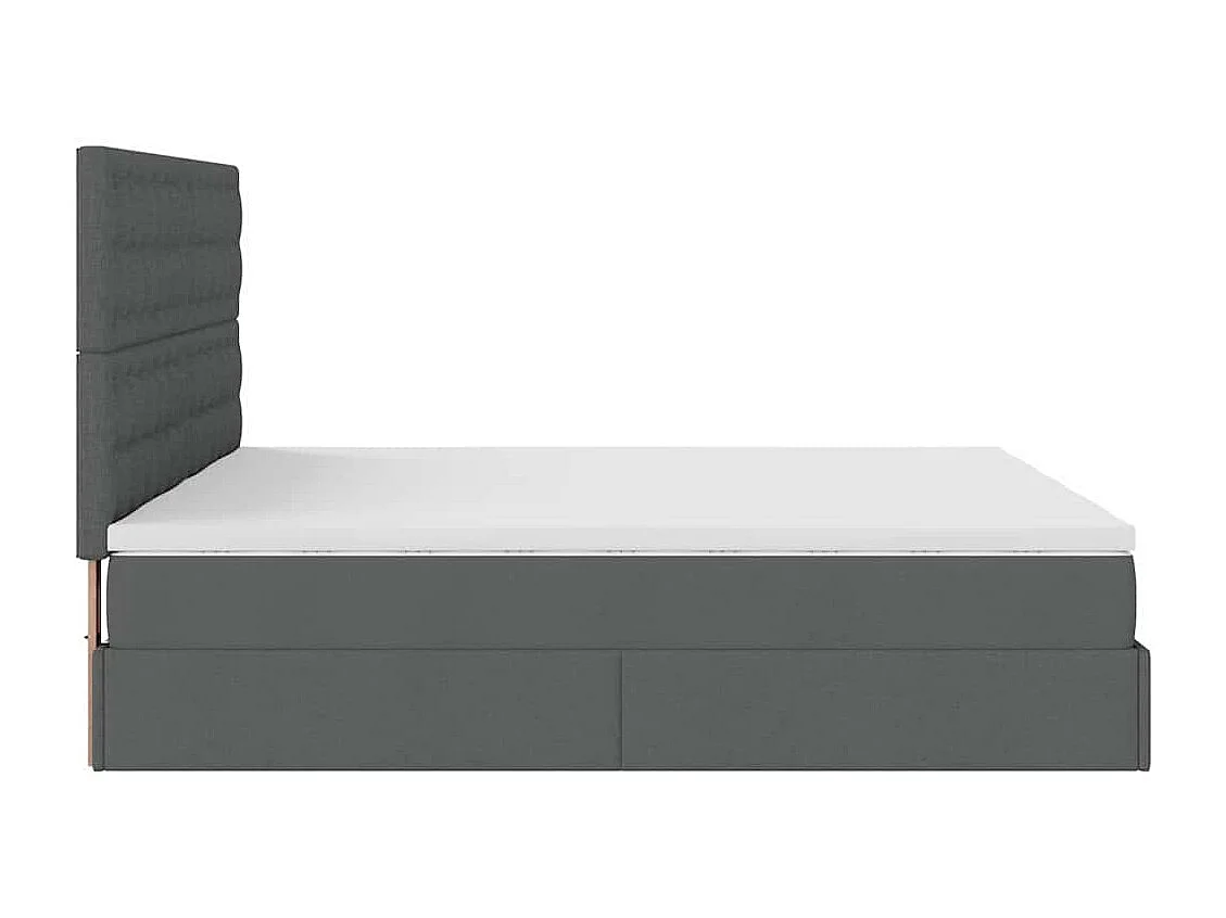 Cadre de lit ottoman avec matelas gris foncé 200x200cm tissu