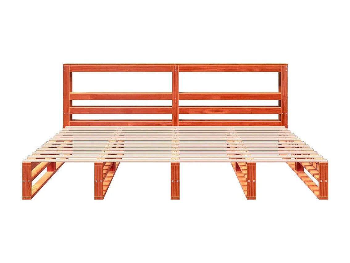 Cadre de lit sans matelas cire marron 200x200cm bois pin massif