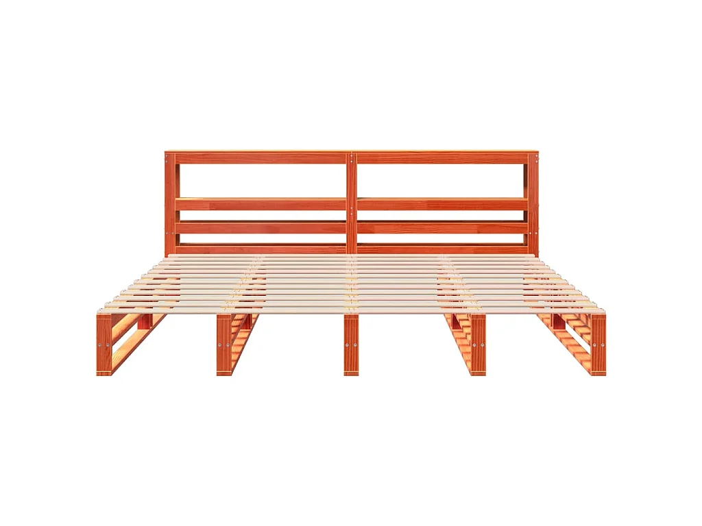 Giroletto con Testiera Marrone Cera 200x200 cm Massello Pino