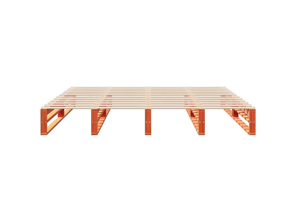 Giroletto con Testiera Marrone Cera 200x200 cm Massello Pino
