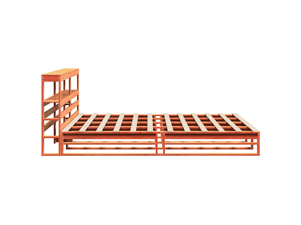 Giroletto con Testiera Marrone Cera 200x200 cm Massello Pino