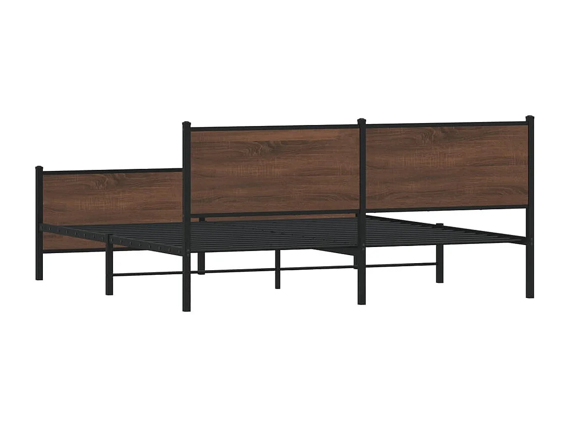 Estructura de cama sin colchón metal roble marrón 200x200 cm