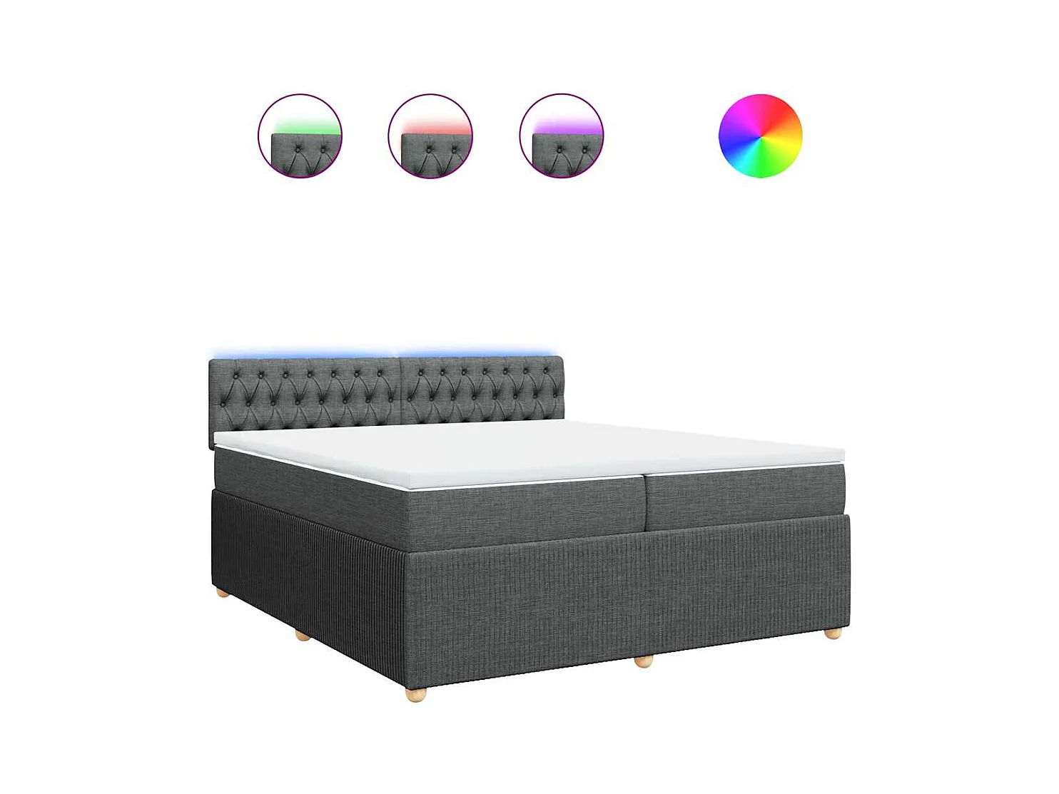 Boxspring met matras stof donkergrijs 200x200 cm