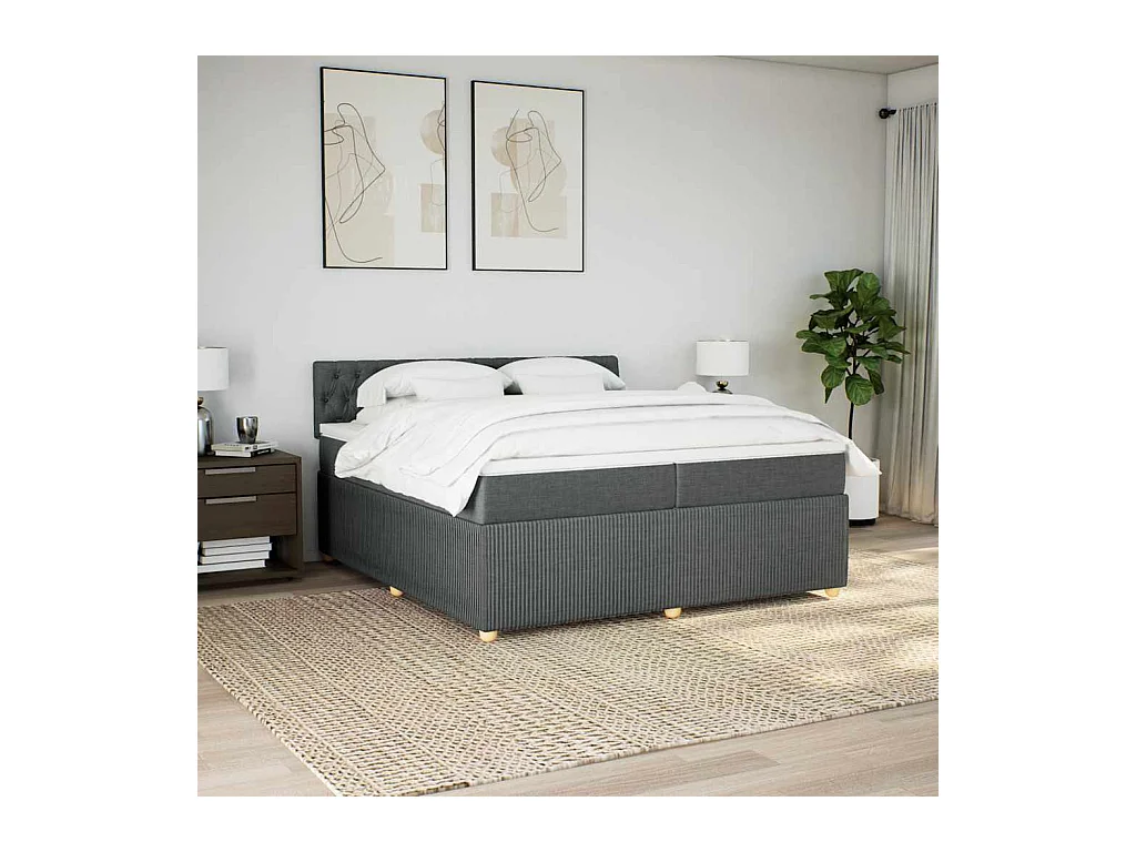 Boxspring met matras stof donkergrijs 200x200 cm