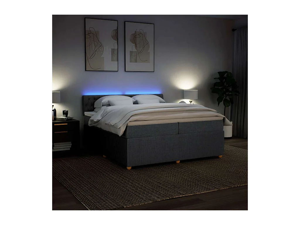 Boxspring met matras stof donkergrijs 200x200 cm