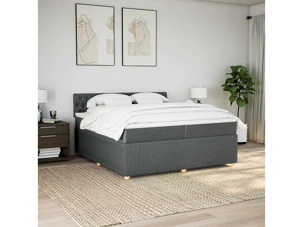 Boxspring met matras stof donkergrijs 200x200 cm