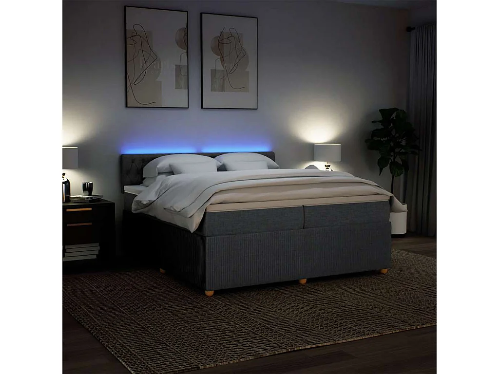 Boxspring met matras stof donkergrijs 200x200 cm