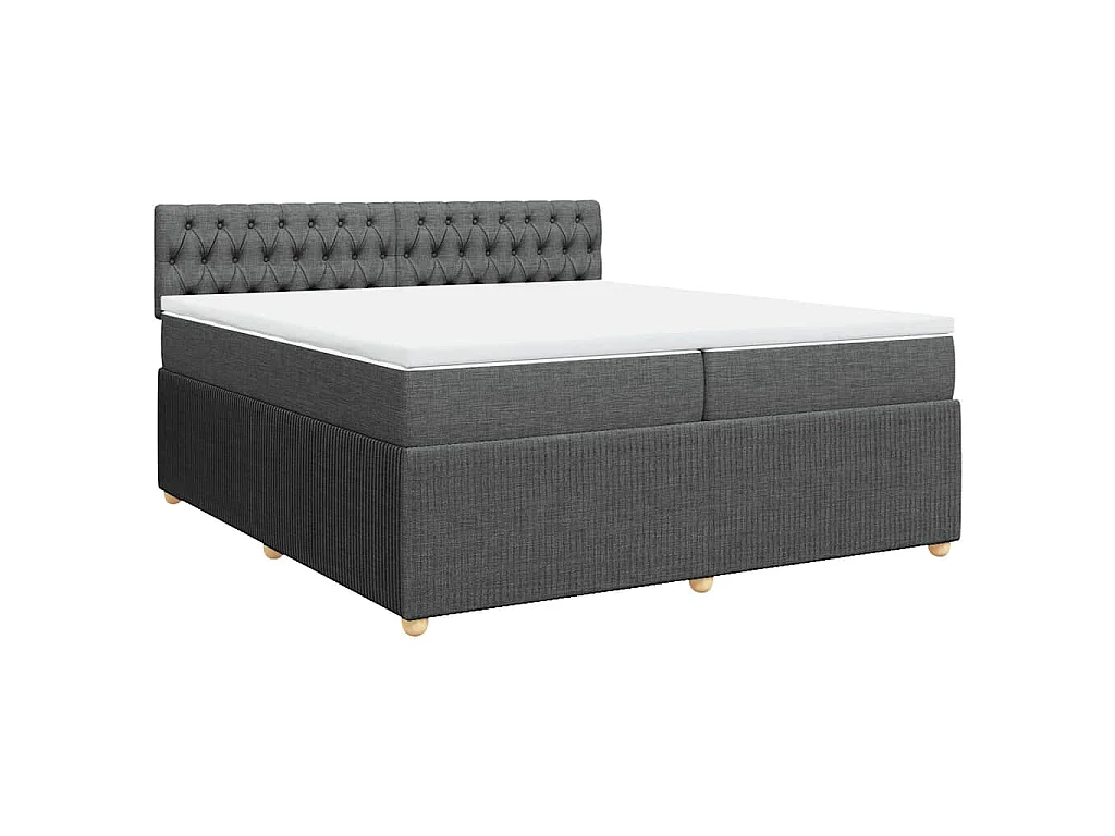 Cama com molas/colchão 200x200 cm tecido cinzento-escuro