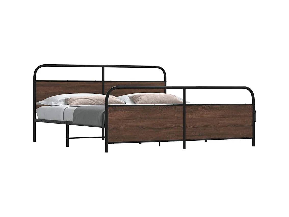 Cadre de lit en métal sans matelas chêne marron 193x203 cm