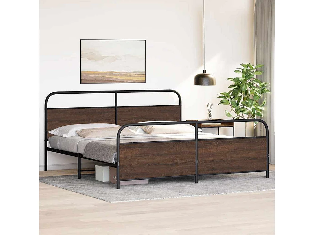 Giroletto senza Materaso in Metallo Rovere Marrone 193x203 cm