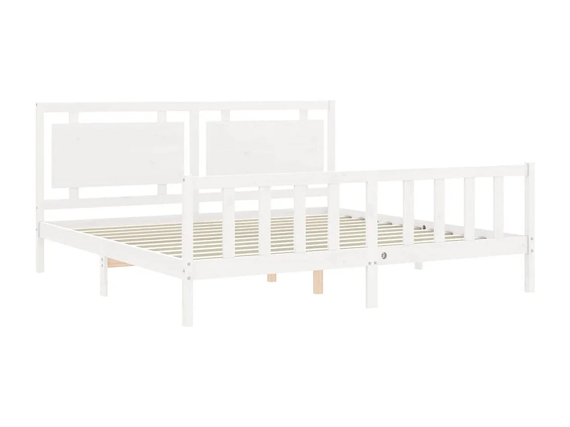 Cadre de lit sans matelas blanc 200x200 cm bois massif de pin