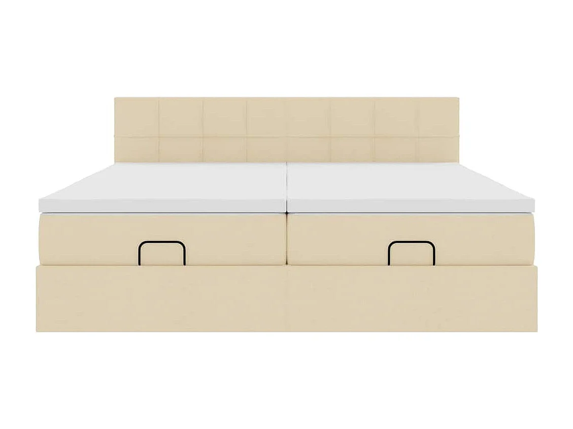 Ottoman bed met matrassen en LED's 200x200cm stof crèmekleurig