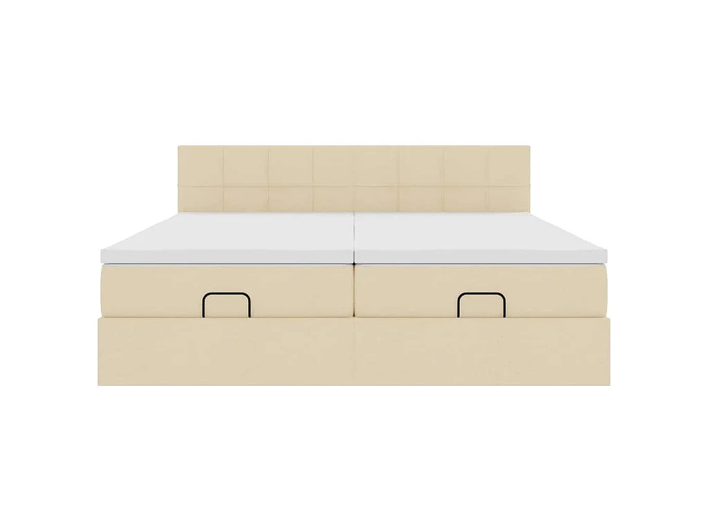 Ottoman bed met matrassen en LED's 200x200cm stof crèmekleurig