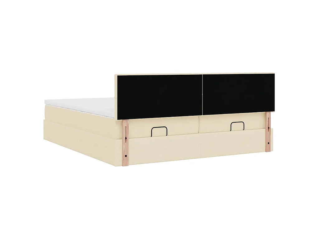 Ottoman bed met matrassen en LED's 200x200cm stof crèmekleurig