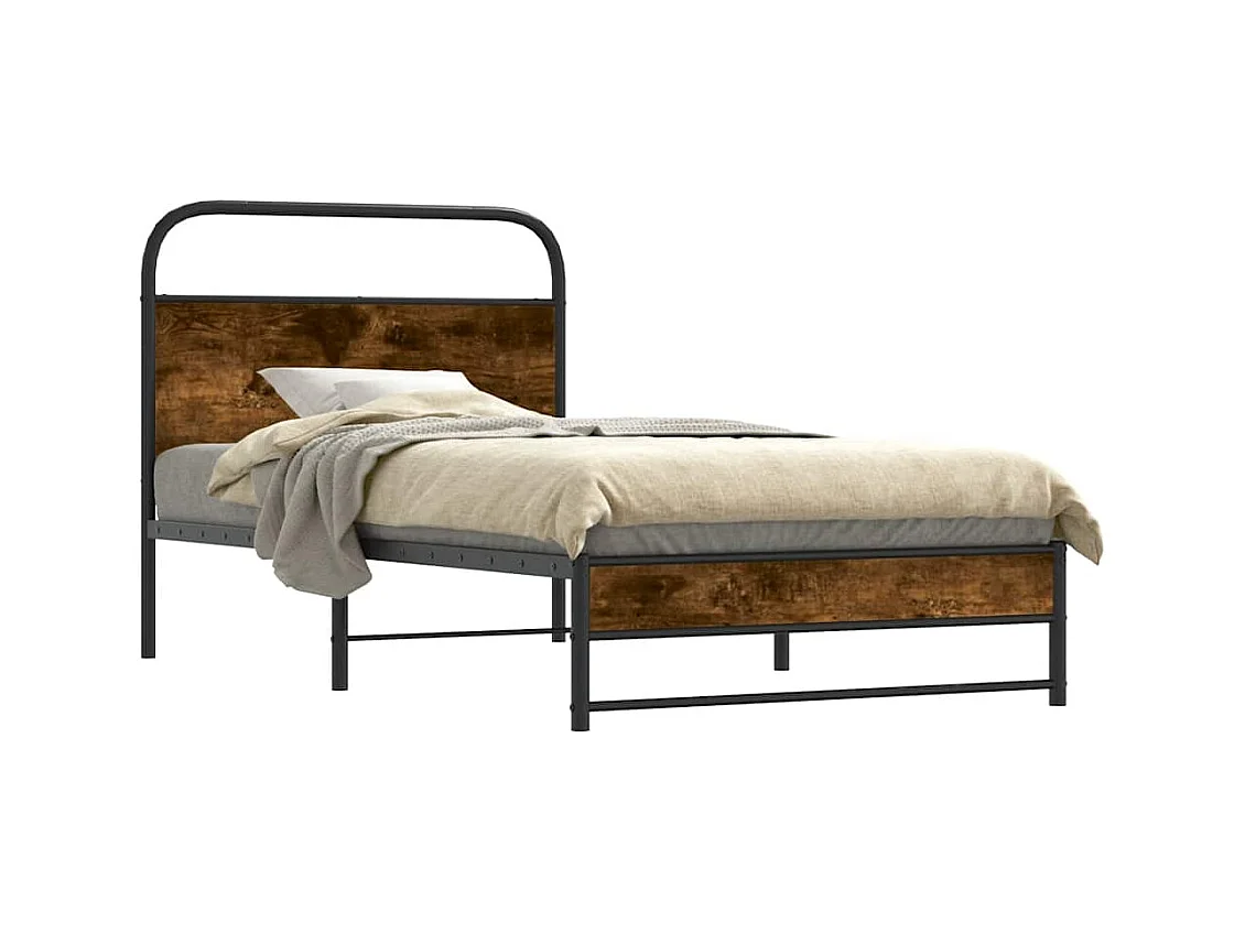 Cadre de lit sans matelas 107x203 cm chêne fumé bois ingénierie