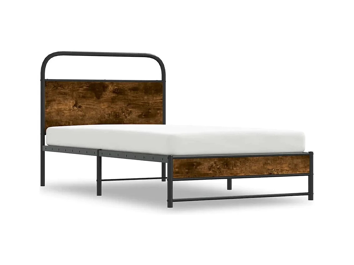 Cadre de lit sans matelas 107x203 cm chêne fumé bois ingénierie