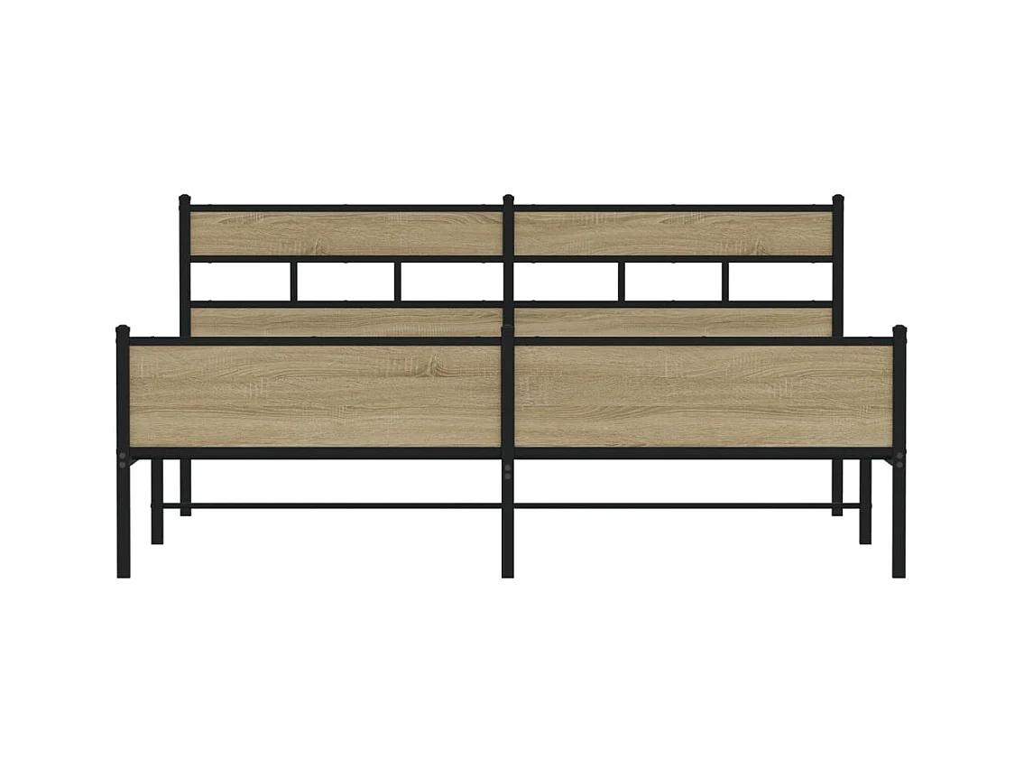 Cadre de lit en métal sans matelas chêne sonoma 193x203 cm