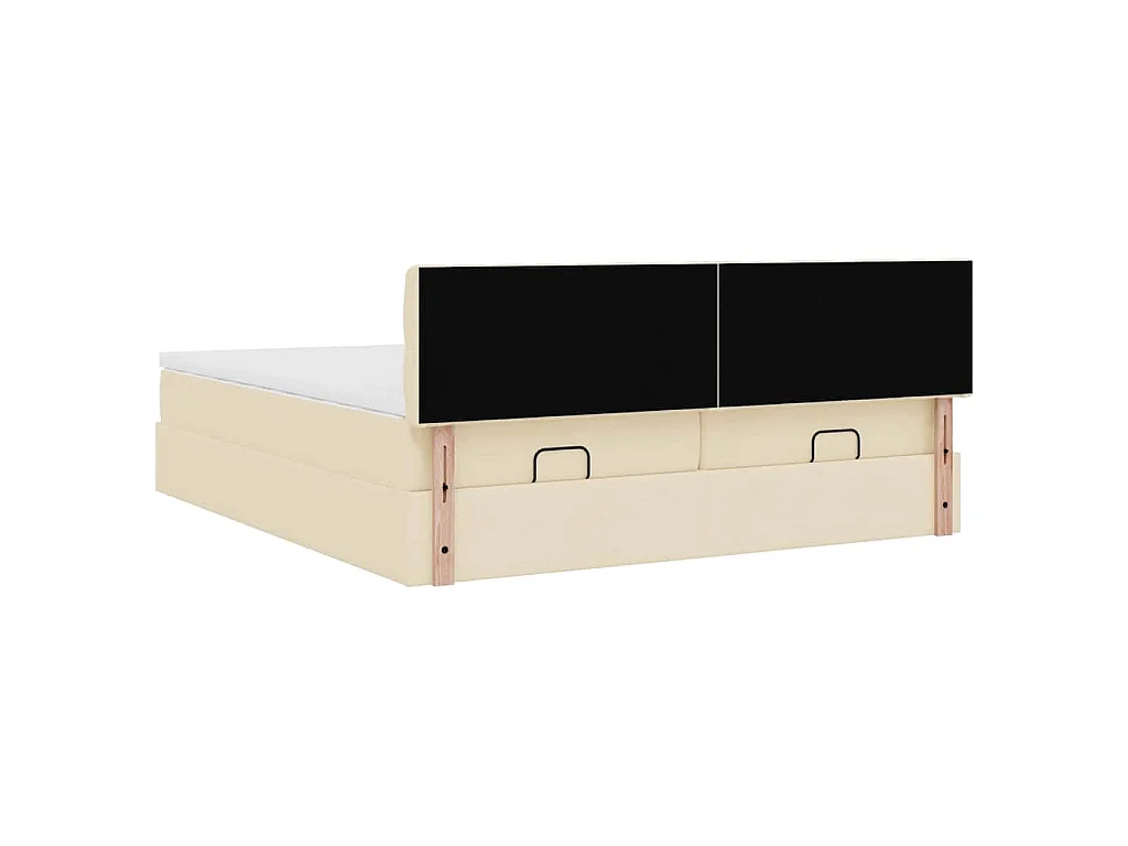 Estrutura de cama otomana com colchões tecido creme 200x200cm