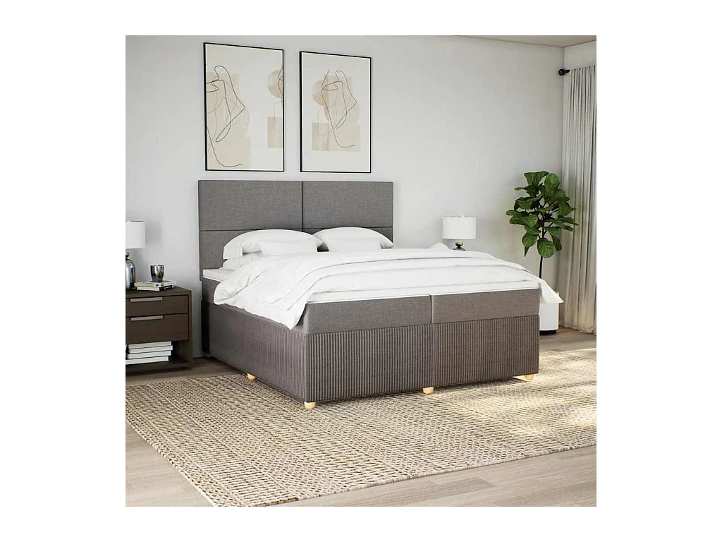 Sommier à lattes de lit avec matelas Taupe 200x200 cm Tissu