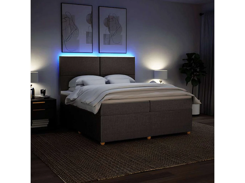 Sommier à lattes de lit avec matelas Taupe 200x200 cm Tissu