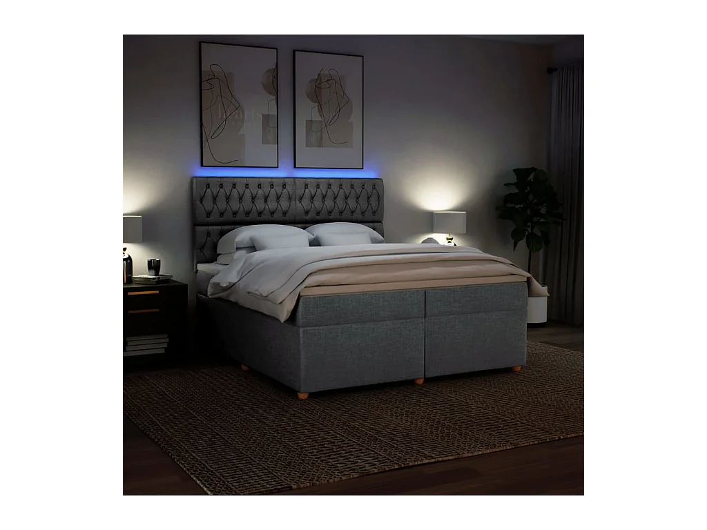 Sommier à lattes de lit avec matelas Gris clair 200x200cm Tissu