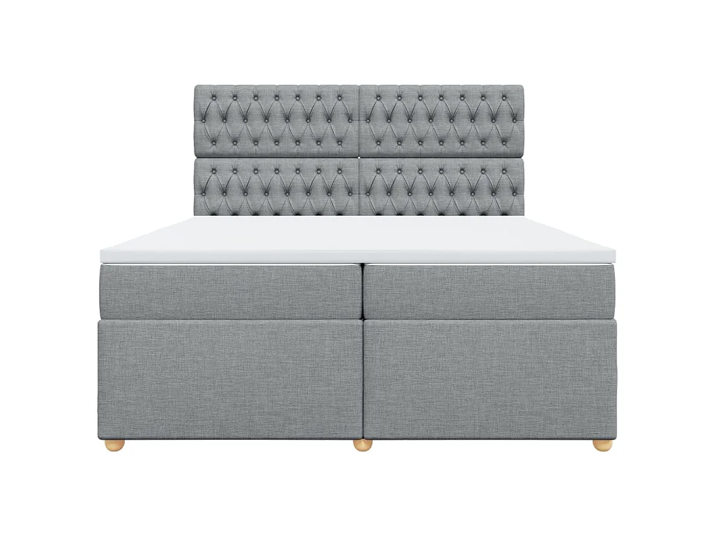 Cama com molas/colchão 200x200 cm tecido cinza-claro