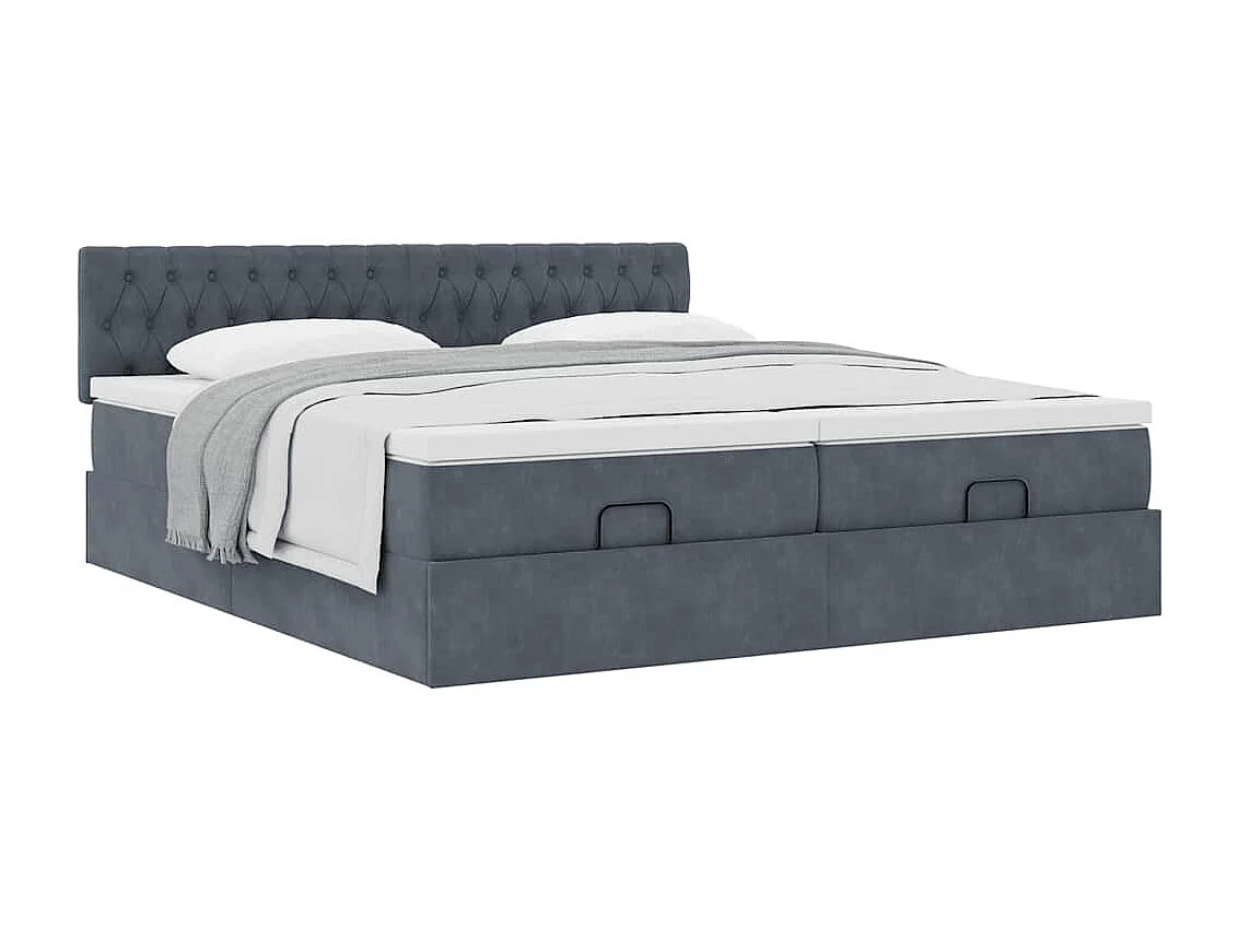 Ottoman bed met matrassen 200x200cm fluweel donkergrijs