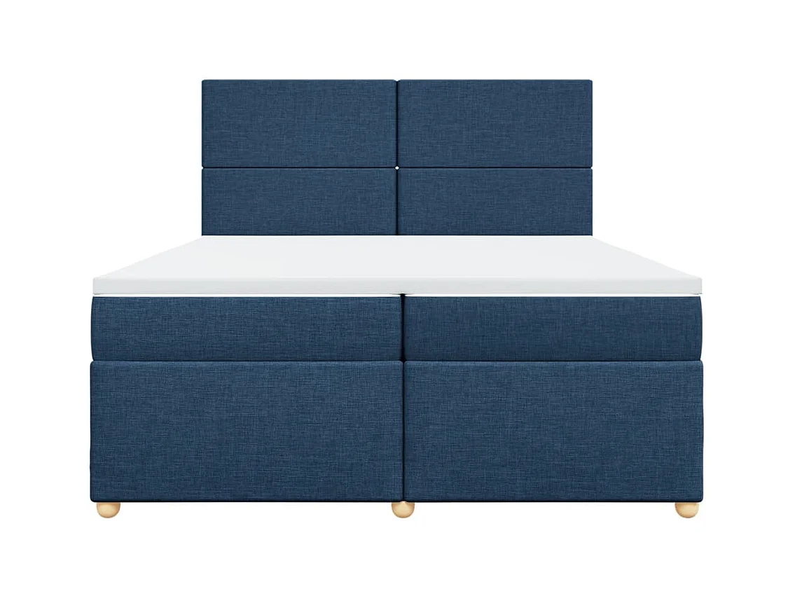 Cama com molas/colchão 200x200 cm tecido azul