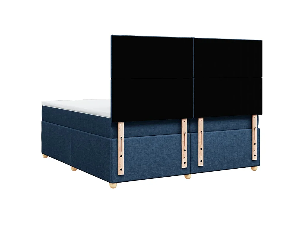 Cama box spring con colchón tela azul 200x200 cm