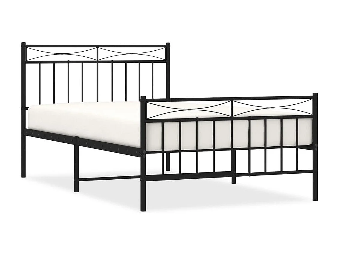 Bedframe met hoofd- en voeteneinde metaal zwart 107x203 cm
