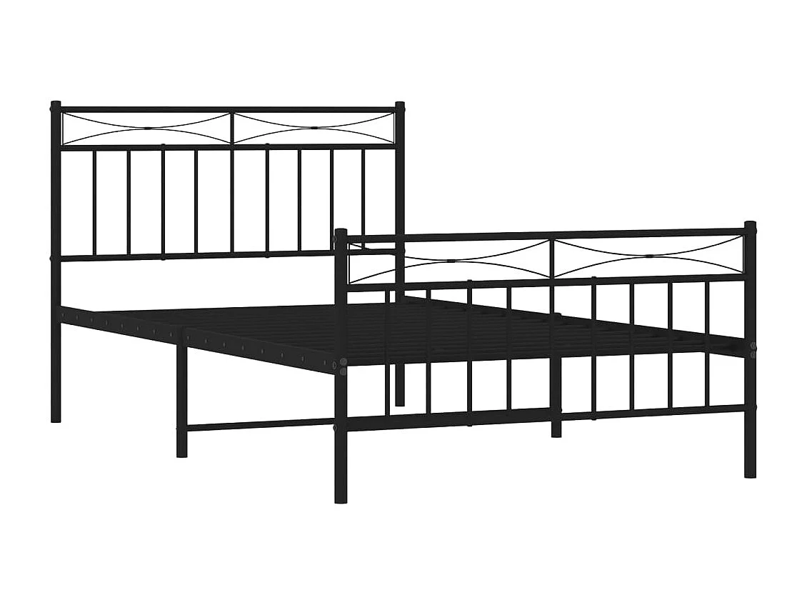 Bedframe met hoofd- en voeteneinde metaal zwart 107x203 cm