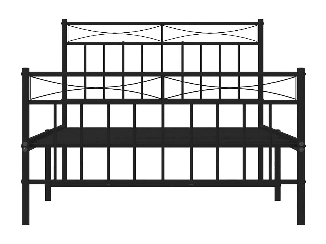 Bedframe met hoofd- en voeteneinde metaal zwart 107x203 cm
