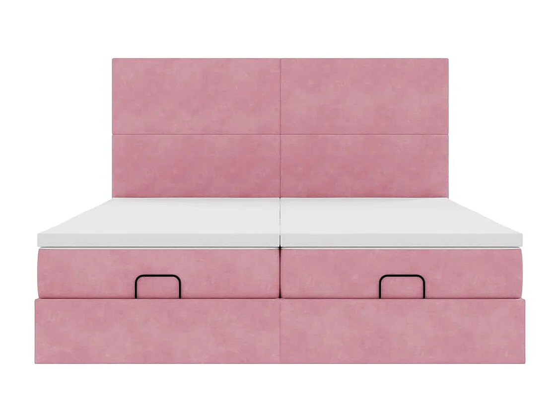 Cadre de lit ottoman avec matelas rose 200x200 cm velours