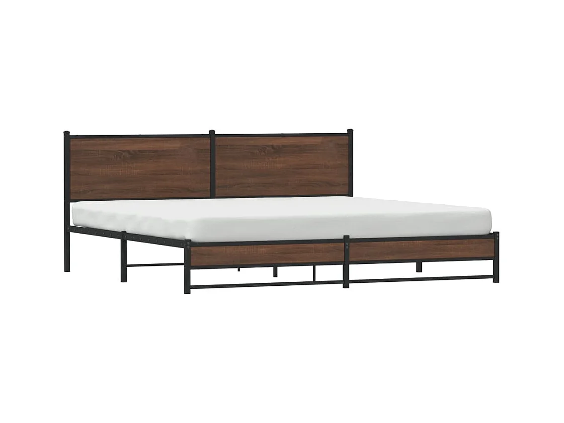 Cadre de lit en métal sans matelas chêne marron 193x203 cm