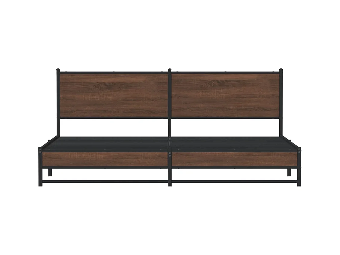 Cadre de lit en métal sans matelas chêne marron 193x203 cm