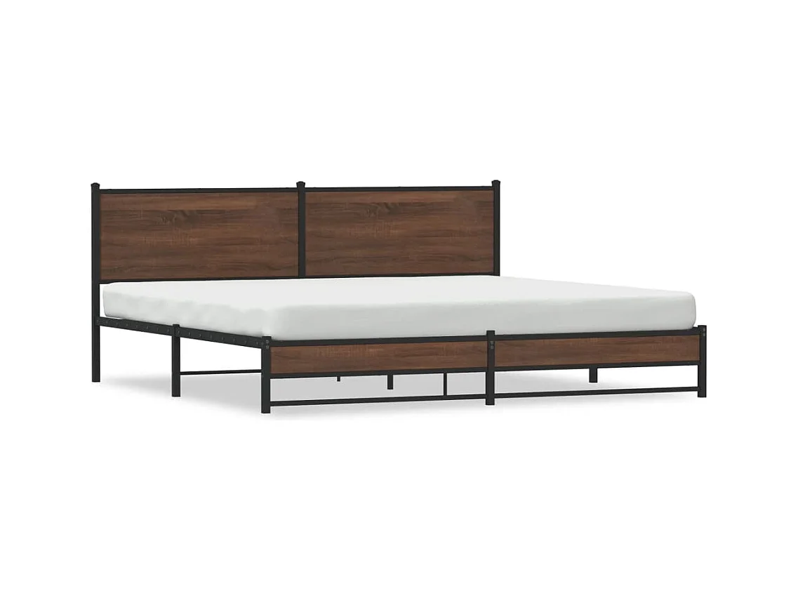 Bedframe zonder matras metaal bruin eikenkleur 193x203 cm