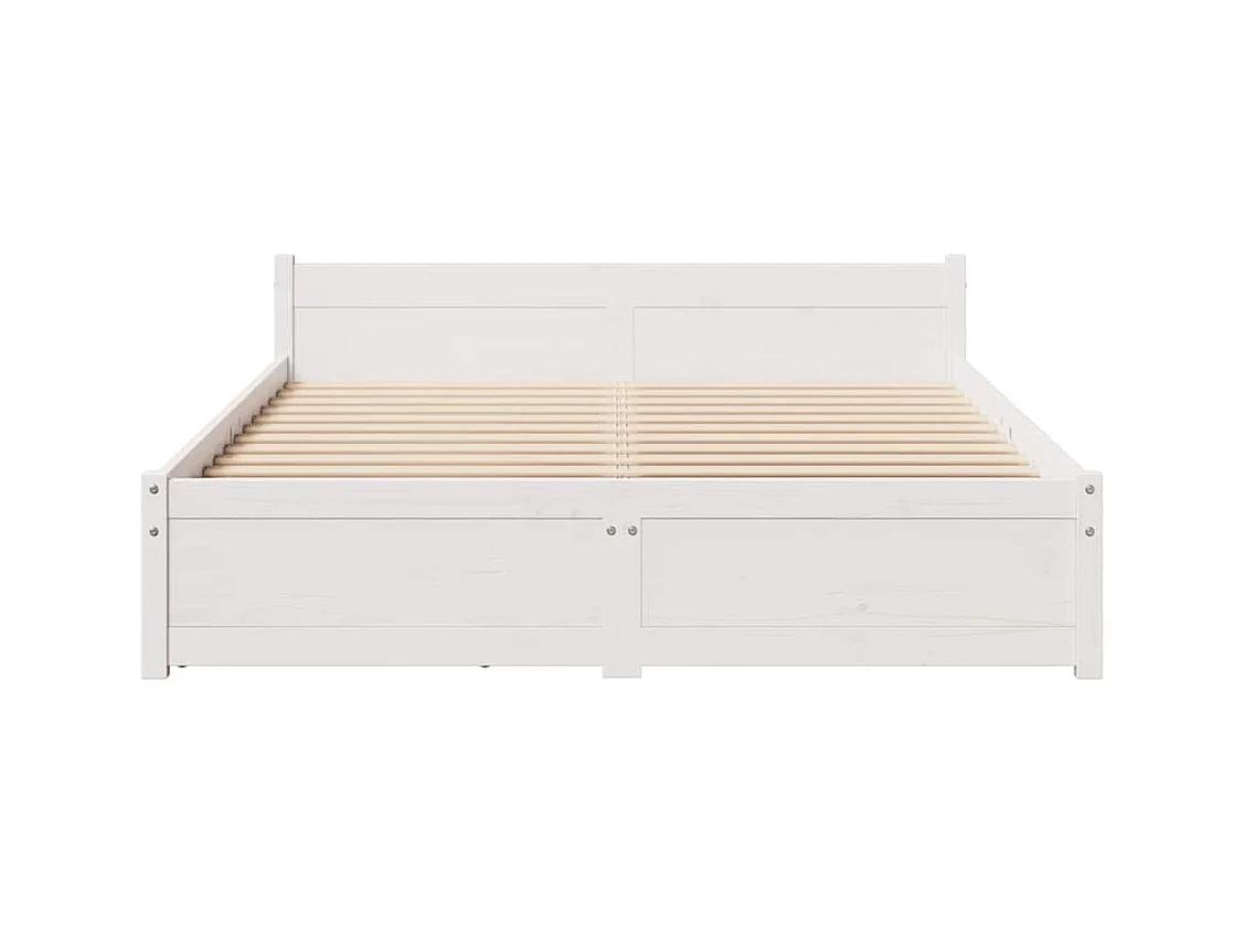 Cadre de lit sans matelas blanc 150x200 cm bois de pin massif