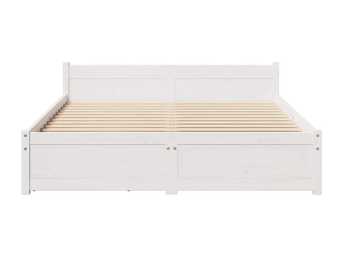 Cadre de lit sans matelas blanc 150x200 cm bois de pin massif