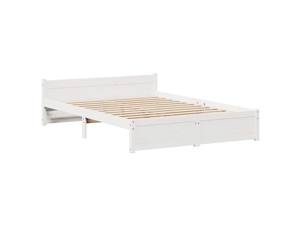 Letto senza Materasso Bianco 150x200 cm Legno Massello di Pino
