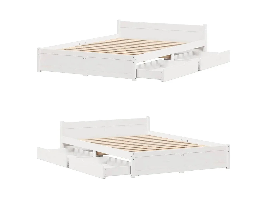 Letto senza Materasso Bianco 150x200 cm Legno Massello di Pino