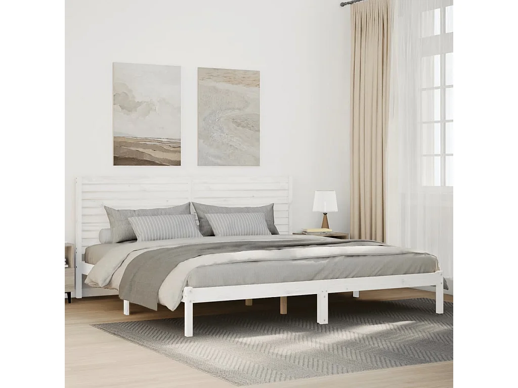 Bedframe extra lang zonder matras massief hout wit 200x210 cm