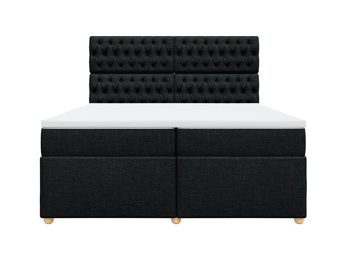 Sommier à lattes de lit avec matelas Noir 200x200 cm Tissu